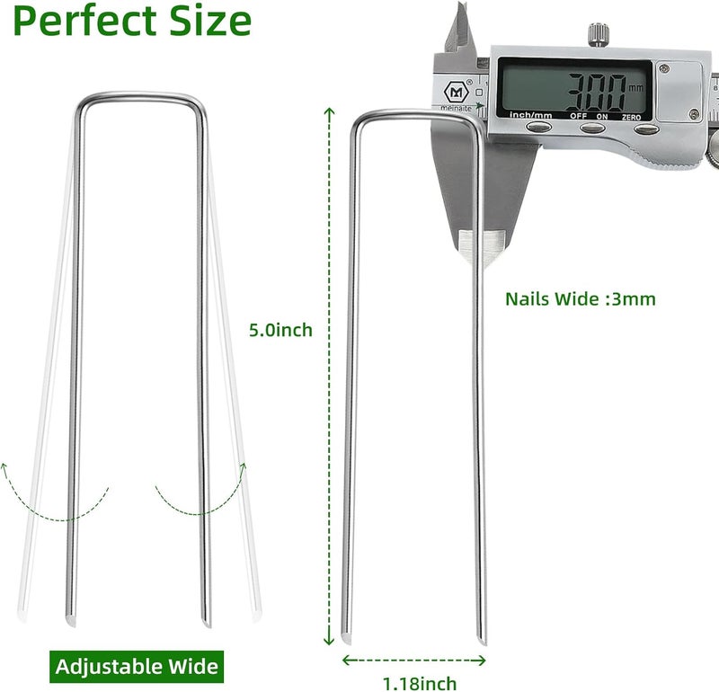 Luijnbn 200 Pack Lawn Staples, Premium Garden Landscape Staples, Galvanized Heavy-Duty Gauge Stakes, U-Shaped Tent Stakes, Anti-Rust Fence Netting Pins Ground Spikes, Sod Pins - Image 3